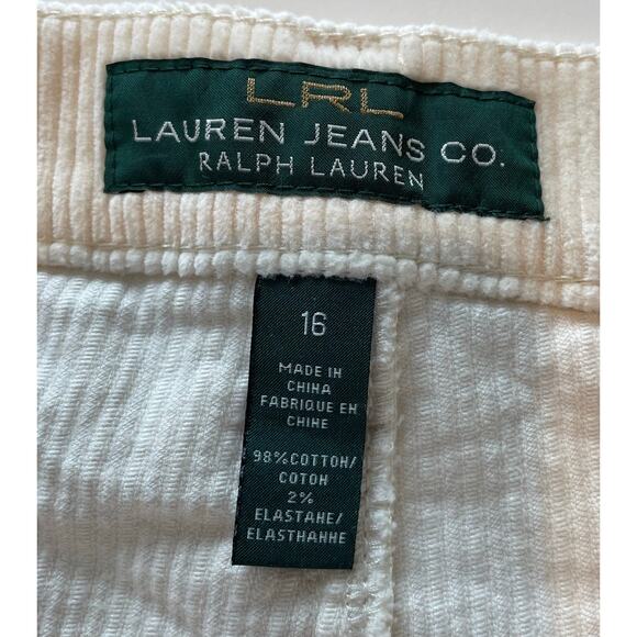 LRL Lauren Jeans Co Corduroy Pants Sz 16 Classic Bootcut Cream High Rise Stretch - Picture 2 of 10